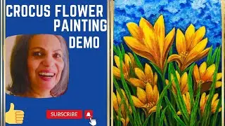 Yellow Crocus Flower Acrylic Painting Demo - 1/2 - Step-by-Step Tutorial | Complementary Colors |