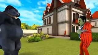 VMAni kids Cartoons channel uploaded New cartoon videos| Gorila catch the scary strange man funny ||