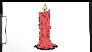 How to Draw MELTED RED CANDLE