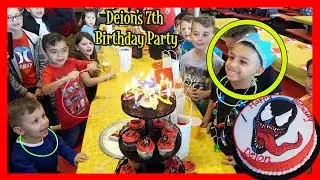 Pretend Play Deion&rsquo;s 7th birthday party | Peter Piper pizza | Venom theme | Deion&rsquo;s Playtime