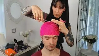 Pink Rubber Hair - ASMR Hairdresser Roleplay