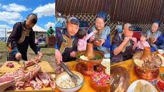 A hot pot meal on the grassland – so delicious you can't stop eating!#food#delicious