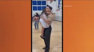 Navy sailor surprises little sister at Idaho kindergarten graduation