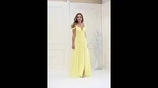 FDS1848 Long Bridesmaids Cold Shoulder Dress