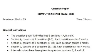 Class 12 Computer Science Final exam Question paper (2021 - 2022) | Cbse - Term 2