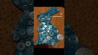 upcycled bunny made with thrifted buttons and dollar tree bunny shape #buttonart #upcycle