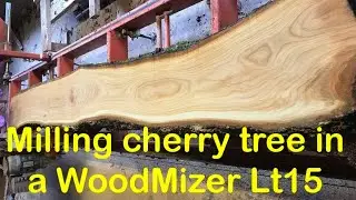 S&aring;ga k&ouml;rsb&auml;r i Wood Mizer Lt15 / Cut cherry boards on a WoodMizer