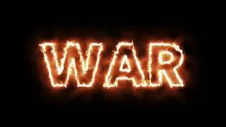 Neon Fire War Text Animation with Glowing Effects on Dark Black Background