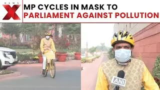 TDP MP Cycles To Parliament Wearing Mask To Protest Delhi Air Pollution