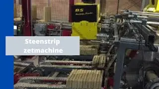 Zetmachine op kant plaatsen van ongebakken steenstrips