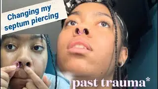Changing my septum piercing for the first time!! (warning: blood)