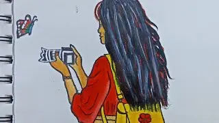 Aesthetic girl painting 🖌️🎨#art #penting #colours 
