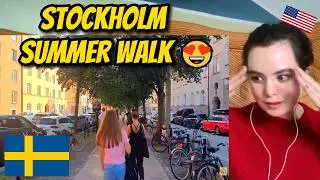 American Girl Reacts to Stockholm Summer walk - City Centre