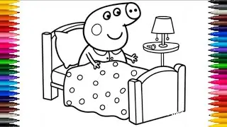 Cute Peppa pig in a Bed drawing with Lamp easy || How to draw a Cute Peppa pig Step by Step for kids