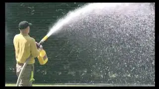 Spraying Class A Foam fire retardant with Home Wildfire Protection System using your Swimming-pool