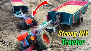 Beautiful Mini DIY Tractor Transporting Rice Seeds | Mini Tractor DIY |