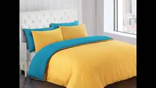 Reversible Mustard Yellow Blue Duvet Cover Set