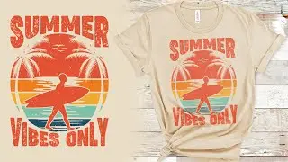 Retro Vintage Surfing T-shirt Design | T-shirt design tutorial in illustrator | AH T-SHIRT