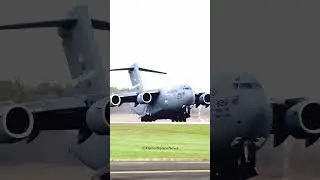 Fully loaded 263-ton C-17 needs 800 meters to take off #usaf #usairforce