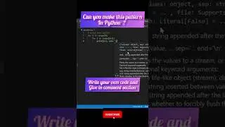 Can you make this pattern in Python | Question no. 11 | #python #programming #learning #hub #coding