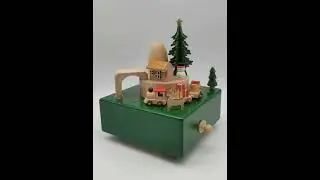 Timeless, Classic Wooden Train Music Box - Rotating Christmas Tree Design
