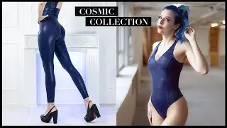Showing the Pairadize Cosmic Black & Cosmic Blue Collection - Leggings, Bodysuit & Tops