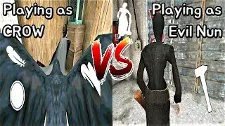 Playing as Granny's CROW vs Playing as EvilNun || Mod Battle || Horror Game - 그래니 펫 까마귀 vs 미친수녀 변신모드