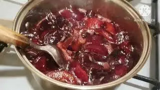 MAKING DESSERT. PLUM WITH CUSTARD
