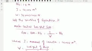 Fluid Mechanics: - (Oscillation or rolling of a ship; Solving a problem) - 76.
