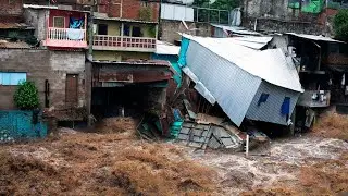 Madness in Medellin, Colombia | Stormy streams of water demolish everything in its path