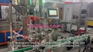 This is a solid viscous material heating and two end filling machine
