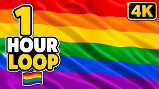 1 hour loop of LGBTIQ+ flag Waving full screen