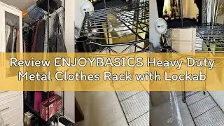 Review ENJOYBASICS Heavy Duty Metal Clothes Rack with Lockable Wheels, 3-Tier Adjustable Garment Clo