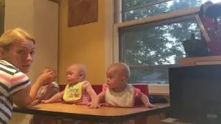 First solid food experience for my triplets