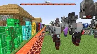 Every Level of Pillager Raid vs Golem Security - Minecraft Mob Battle