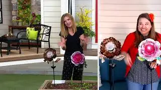 Marigold Solar Flower Stake with Rotating Light on QVC