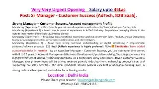 Urgent Job: #Customer Success Manager Senior (Adtech Saas B2b)
