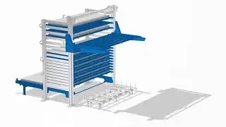 Sheet metal material warehouse can be paired with laser/punch press loading and unloading.