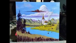 Serene Landscape Painting Process | Ghibli-Inspired Fantasy Scene