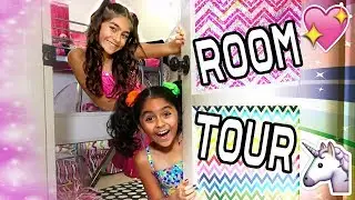Room Tour - Mercedes & Evangeline Pink Rainbow Bedroom : VLOG IT // GEM Sisters