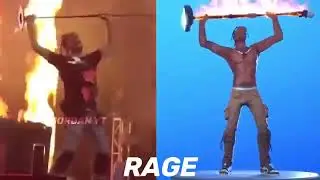 New Fortnite Travis Scott Head Banger & Rage Emotes IRL side by side!