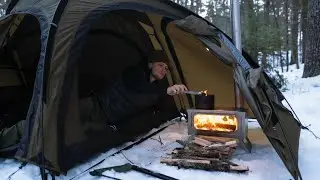 2 Day Solo Hot Tent Winter Camping  - Will Disaster Strike??