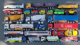 Children's toy cars, log grabbers, airplanes, and augers