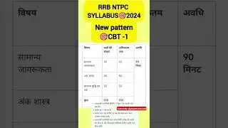 🟠railway RRB NTPC SYLLABUS 2024 | rrb NTPC new pattern syllabus (CBT 1)   #rrbsyllabus