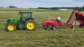 Zumbrum Hay Works: 1st cut hay 2019 - John Deere 6150R Hesston 1840, Kuhns 15 bale accumulator