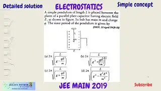 JEE 2019|ELECTROSTATICS I A simple pendulum of length L is placed between the plates of a parallel p
