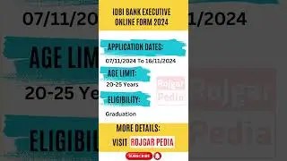 IDBI Bank Executive Online Form 2024 #sarkarijob #job