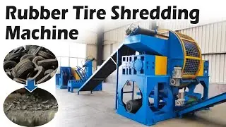 🔥 Powerful tire shredder machine crushing car & truck tires | Waste tire recycling line for tyres