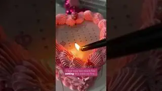 ADORABLE pink burn-away heart cake by @cupcakemama216 🔥💕 #cakeart #burncake #burnawaycake