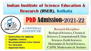 IISER Kolkata Ph.D. Admission 2021-22